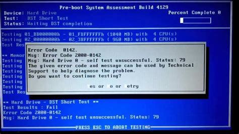 dell hard drive 0 short self test unsuccessful|hard disk dst short test failed.